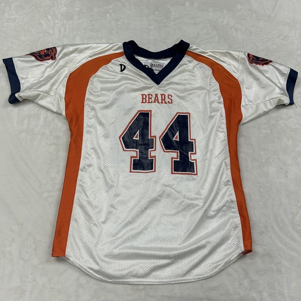 DeLONG Football Jersey Mens 2X White Bears 44 D.W. White Custom Mesh Sportswear